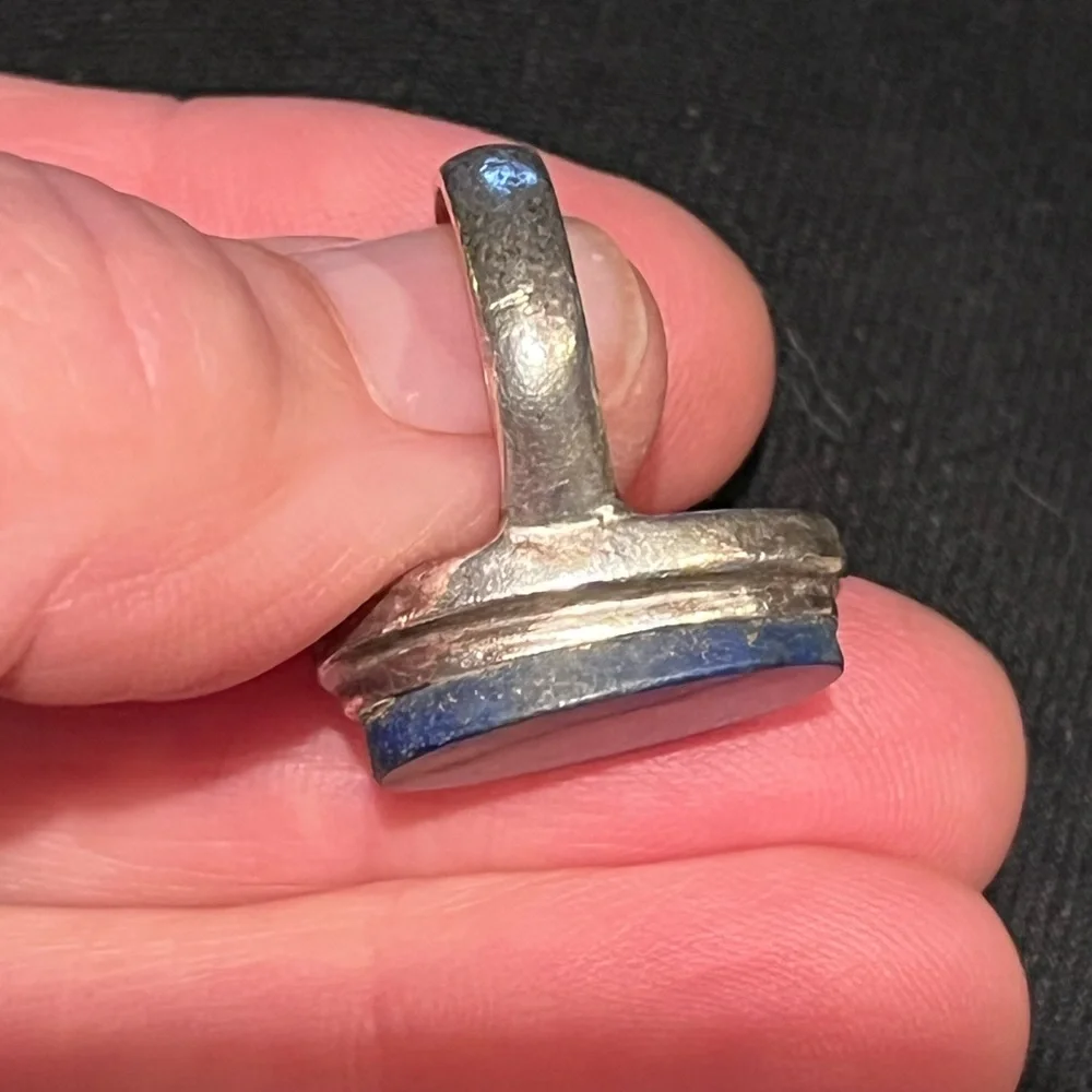 Silver ring blue stone with speckles 925 sterling - Picture 3 of 9